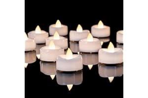 AMAGIC 12 Pack Battery Tealights Flameless Led Fake Candles Bright Flickering Long Lasting 200+ Hours, for Vovite, Valentine's Day, Holiday Home Decora