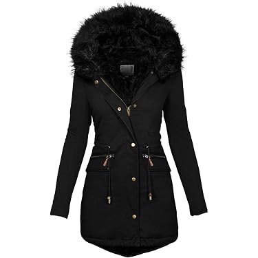 Manteau Femme Hiver Polaire Matelassé - Parka Mi-longue Avec Capuche, Zippée - Chaud, Coupe-vent, Poches