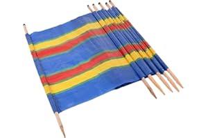 PaMeer 6 Pole Wooden Wind Breakers Beach, Tall Camping Windbreaks Multi Color Wind Breakers Garden Heavy Duty, Portable Wind Breakers For Privacy, Caravan, Wind & Sun Shelter_ 150x 360Cm