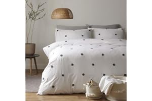 Appletree Zestaw poszewek na kołdrę Dot Garden, bawełna, biała z łupkowymi plamami, pojedyncza