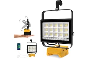 ILIKEPOW Cordless LED Work Light for DeWalt 18V/20V Battery, 4500LM Portable Rotatable Floodlight with USB-C Charging, Job Site Lighting for Outdoor Workshop Camping Fishing Emergency (No Battery)