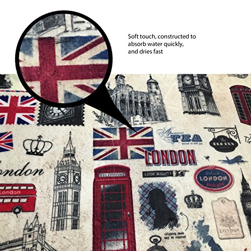 bearbae 3 Stück UK London Muster Badematte Set Badezimmer Teppich + Ständer Teppich + WC-Sitz Cover - 4