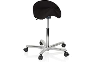 hjh OFFICE 608911 Arbeitshocker Move-TEC 3D PRO I Stoff Schwarz Sattelhocker für dynamisches & gesundes Sitzen