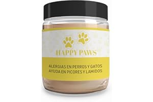 HAPPY PAWS Alergias e intolerancias. Suplemento Natural para Alergias e intolerancias ambientales o alimentarias en Perros y Gatos. Ayuda para Picores, Rascados y Lamidos. Dosis para 3 Meses.
