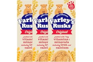 LINENVALE Golden Baked Goodness with Farley's Rusks Orignal Rich in Vitamins & Minerals including Iron and Calcium | Baby Cookies for 4 Months Onwards 9pcs x 3 Packs