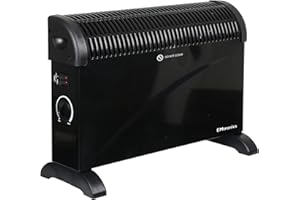 EMtronics 2000W Portable Electric Convector Heater Radiator with 3 Adjustable Heat Settings and Over Heat/Tip Over Cut-Out Function - Black