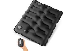 HiiPeak Inflatable Stadium Seat Cushion, Compact Hand Press Stadium Seats Pad Bleacher Seat Chair Cushion Pad for Airplane Travel Camping Backpacking Sports Event (BLACK)