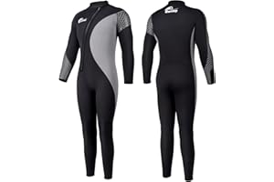 Owntop Muta da Donna Uomo 5mm Neoprene Mute da Sub - Wet Suit da Donna in Acqua Fredda con Zip Frontale, Manica Lunga Stretch Monopiece Termico UPF50+ Costume da Nuoto per Snorkeling Surfing