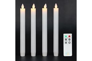 Fanna Lot de 4 Bougies Led Flamme Vacillante Blanche, Bougie Chandelier Led avec Telecommande pour Noël H24 cm