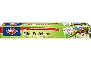 Albal - Film Fraicheur 20m - Film étirable - Préserve la fraicheur des aliments - Adhérent - Contient des ressources recyclées
