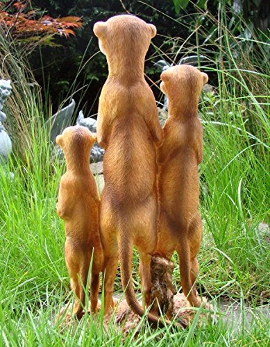 Erdmännchen Familie Figur Gartenfigur Tierfigur Garten Tier Polyresin Gruppe Eddy Aufstellfigur - 3