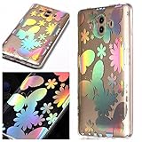 Huawei Mate 10 Case, BONROY Laser Colorful Huawei Mate 10 Case Clear Feather Pattern Design Silicon TPU Gel Rubber Cover Ultra Thin Slim Protective Bumper Shockproof Transparent Skin Shell Cute Elegant Kawaii Personalised Designer - Laser Butterfly