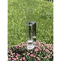 Mini Regenmesser aus Edelstahl und Glas, 60cm hoch