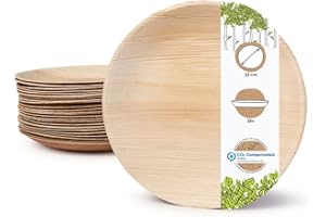 BIOZOYG Palmware Platos de hojas de palma I 25 piezas de ojas de palma redondo Ø 23 cm I Bio vajilla desechable boda compostable biodegradable Vajilla de fiesta