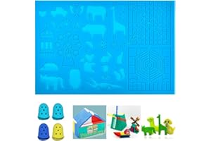 KITERI 3D Printing Pen Mat, 3D Pen Mat Heat Resistant Drawing Board Silicone 3D Pen Drawing Template 3D Printing Pen Pad With Basic Template and Finger Caps For Beginners Kids Adults