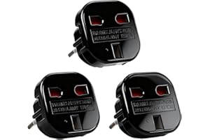 Powice Adapter UK na DE 3 sztuki czarny