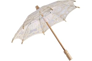 TYENAZA Paraguas de encaje, Paraguas niña, Abanicos para novias, Aaraguas novia, Paraguas encaje blonda, Paraguas de verano de mano de encaje decorativo, para dama de honor nupcial (S-leche blanca)
