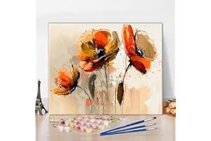 TISHIRON Malowanie według liczb, dla początkujących, abstrakcyjne kwiaty, obraz "zrób to sam", malowanie według liczb, zestaw dla dzieci, kolory malowane rękodziełem, do mieszkania, 40 x 50 cm