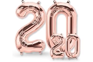 FUNXGO globo numero 20 Oro Rosas - numero 20 globo cumpleaños - número 20 cumpleaños globo Oro Rosas - globo numero 20 gigante - globos número 20 - decoracion 20 cumpleaños - globo 20 Oro Rosas