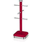 Swan SWKA1030RN Soporte Forma de Arbol, 6 Tazas, Retro, Metal, Cromado, Libre de BPA, Rojo, Acero Inoxidable, 41 Cm