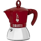 Bialetti - Moka Exclusive İnd&uuml;ksiyon: 4 Cups Ocak &Uuml;st&uuml; Espresso Pişirici - 200ml - Kırmızı Renk - Alt Hazne: Dış Paslanmaz &Ccedil;e