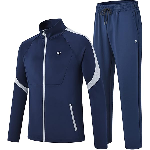 AjezMax Trainingspak voor heren, lange mouwen, joggingpak, vrije tijd, sport, looppak, tracksuit, sweatjack, sportbroek, fitness, sportpak met ritssluiting, Donkerblauw, XL AjezMax Trainingspak voor heren, lange mouwen, joggingpak, vrije tijd, sport, looppak, tracksuit, sweatjack, sportbroek, fitness, sportpak met ritssluiting, Donkerblauw, XL