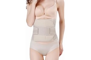 DOEOMK Ceinture Post Accouchement, Gaine Post Partum, Gaine Ventre Plat, Ceinture Abdominale Femme Ceinture ventre plat femme ajustable et respirante pour le rétablissement de la grossesse (Beige-M)