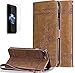 Produktbild Apple iphone 7 Plus(2016) Neu Design Hülle mit Panzerglas,ISENPENK Vintage Design Bookstyle Cover Wasserdicht Shockproof Anti Slip Protection Stoßfest Flip Leder Case mit Standfunktion,Retro Öl Wachsmuster Blume Print Pattern Outdoor Original Stoßdämpfend Magnetic Closure Handyhülle Wallet Tasche Case Schutzhülle Ledertasche für Apple iphone 7 Plus(2016) 5.5Zoll-[braun]+Panzerglas/Schutzfoile/Scutzglas