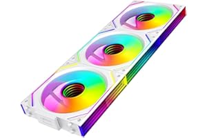 Jungle Leopard Interstellar-V2 Daisy Chain RGB PC Ventola 120MM 3er Pack,1850RPM/68CFM/2.4mmH2O/24LEDs,5V3PIN ARGB und 12V4PIN PWM Ventola (Bianco Reverse Blade)