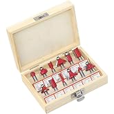 AEE&reg; 12 Adet 6mm Shank Ahşap Freze U&ccedil; Seti | Karb&uuml;r Kesici Router Bit Seti | D&uuml;z, K&ouml;şe, Boncuk, Kanal, Pah U&ccedil;ları | MDF, Masi
