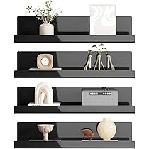 LOFTPLUS Wit Wandrek Zonder Boren Set Van 4 - Acryl Zwevende Planken Voor Boeken en Foto's, Woondecoratie, Wandplank voor Keuken, Badkamer, Kantoor, Woonkamer (32 x 10 x 8 cm