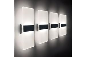 CHANGM 4 Pcs Lámpara de Pared LED 12W, Interior Apliques de Pared Moderna Acrílico, Iluminación Interior para Decoració para Dormitorio Salón y habitación, Blanco Frío