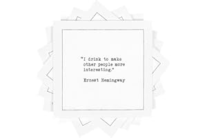 FIVE STAR NAPKINS Five Star Funny White Cocktail Napkins, 50 Luxury Cotton Disposable Cocktail Party Napkins with Witty Bar Quotes, 4.5" x 4.5" for Home Bars, Game Nights, Beverages, Birthdays, Weddings & Holidays