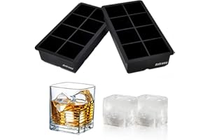 Ankway Eiswürfelform Silikon, 2 XXL Eiswürfelformen & Eiswürfelschalen, 8 Mulden, BPA-frei, für Whisky- und Scotch-Cocktails, Milch, Fruchtsaft, Lebensmittel, dunkle Schokolade
