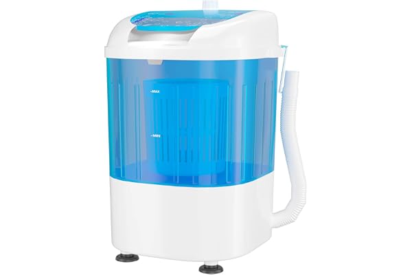 GOPLUS Mini Machine à Laver, Lave-linge Semi-automatique Compact et Portable, 10 Minutes Lavage Rapide, Capacité de Lavage 2KG, pour Appartement et Dortoir, 36x34x51CM, Bleu+ Blanc