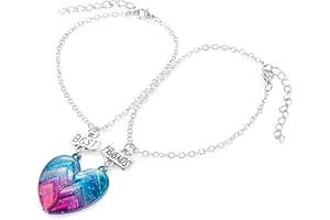 CHINPING 2 pezzi Braccialetti dell'amicizia arcobaleno con incisione Set di ciondoli Best Friends per donna bambina, bracciale con amore per il cuore,regali per la coppia BFF figlia migliore amica compleanno