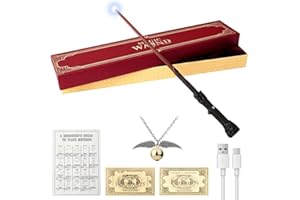 AVCXEC H-arry Potter Wand, 35cm Harry Light Up Wand with Station Ticket, Spell Card and Necklace USB Charging Glow Magic Wand H-arry Potter Wizards Wand in Gift Box Magic Wizard Wand for for Girls and Boys