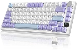 YINDIAO Ajazz AK820PRO Mechanical Keyboard with TFT Smart Display&Knob,2.4G Wireless/BT5.1/USB-C Wired,75% ANSI Layout,5 Sound Absorbing Foams,Hot-Swap Linear Switch,RGB Backlit,for PC,MAC (Purple)