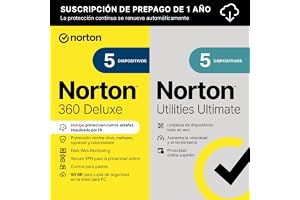 Norton 360 Deluxe+Utilities 2026|Antivírus 5 Dispositivos|1 año con renovación automática| Descarga digital