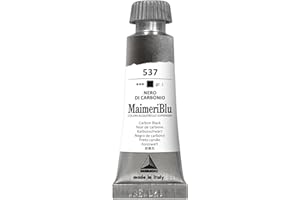 MAIMERI BLU 12 ml, Hochwertige Aquarellfarben, Farbton Karbonschwarz
