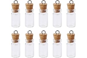 SLIVERDEW 10 Pcs Petites Bouteilles en Verre avec Couvercles en Liège, Mini Flacons de Souhaits 1ml, pour Messages et Bricolage
