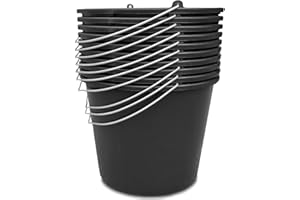‎KISTENBERG Kistenberg 10x Baueimer 16 Liter | Eimer mit Skala und ergonomischem Griff | aus robustem Kunststoff | schwarz | ideal für Bauarbeiten, Garten und Heimwerkerprojekte | 34 x 25,5 cm
