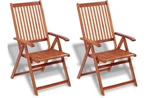 vidaXL 2x Outdoor Dining Chairs Acacia Wood Garden Patio Dinner Furniture Seat