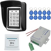 YAVIS 125 kHz RFID-Kartenleser, freistehend, Zutrittskontrolle, 110-240 V AC/12 V DC 3 A 36 W Stromversorgung, Nähe-Eingangstür, Nummernblock, 10-Tasten- EXIT-Schirmschlüssel