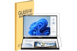 MUBUY-GOL 2 Pack Tempered Glass Screen Protector for 2025-2024 ASUS Zenbook Duo 2-in-1 Laptop Dual 14” OLED (UX8406) Touch Display Scratch Resistant Anti Fingerprint 9H Hardness Screen Filte