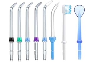 EUFANCE 8 puntas de repuesto, compatibles con Waterpik Wasserflosser WP-100 y más, incluidas puntas de boquilla clásicas, punta de cepillo de dientes, punta de raspador de lengua y más
