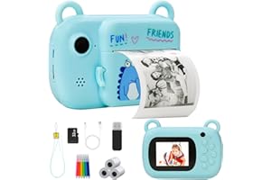 TOPESCT Instant Print Kids Camera for Girls&Boys - 1080P HD Digital Camera with 3 rolls Print Photo Paper, 6 Color Pens & 32GB SD Card - Perfect Birthday for 3-14 Year Olds
