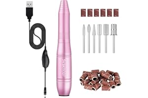JIASHENG Nail Drill Machine,Electric Nail Files, USB Nail Drill 20000rpm Electric Nail Drill for Manicure and Pedicure, Professional Electric Nail Files Kit for Acrylic Gel Nails, Pink