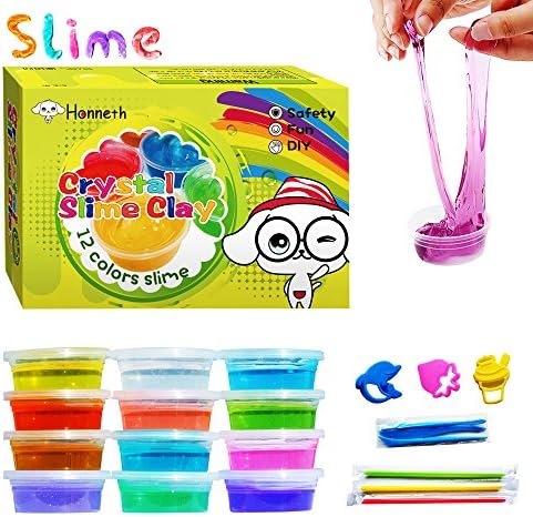 honneth Slime,DIY Soft Crystal Clay Dough Kids Toys 12 Containers Pack of 1
