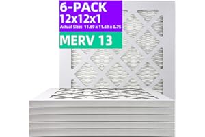 QINGZHUG 12x12x1 MERV 13 (6-Pack) Pleated Air Filter (Actual Size: 11.69" x 11.69" x 0.75") MPR 1900 & FPR 10, Furnace Air Filters